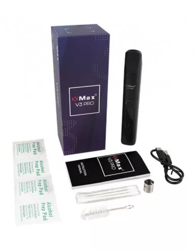 X MAX V3 Pro – hybrydowy system ogrzewania i wymienna bateria 3 zestaw waporyzatora x-max v3 pro - waporyzator, kabel do ładowania, ściereczki do czyszczenia, wyciorki, łopatka i instrukcja
