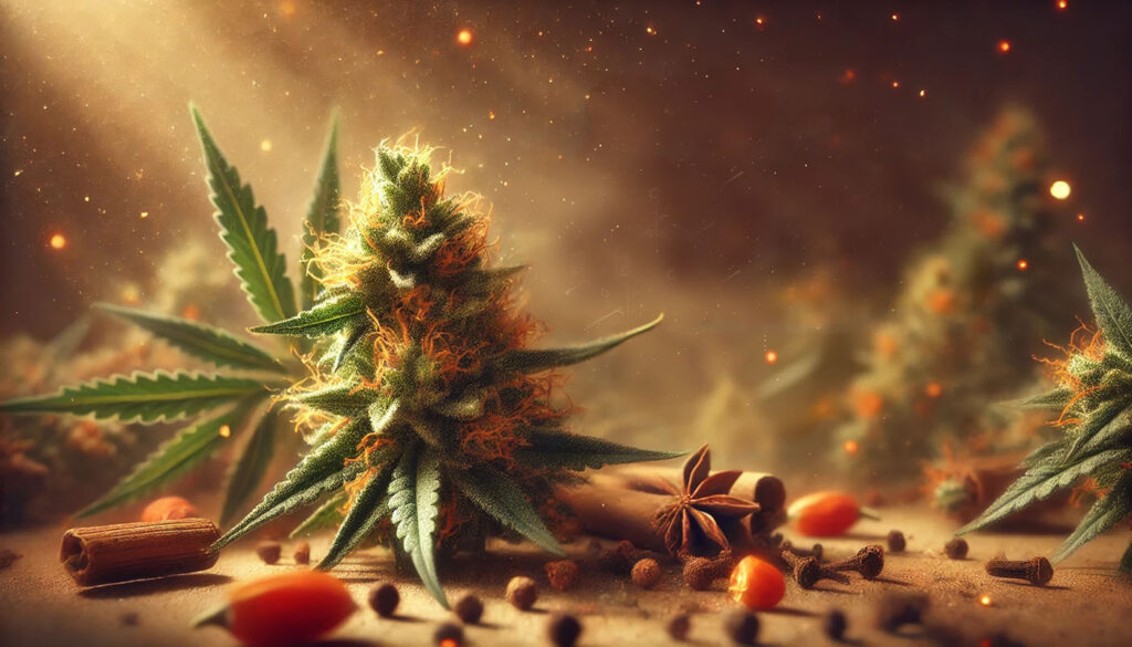 Kariofilen — jedyny terpen, który jest zarazem kannabinoidem 1 Naturalne tło przedstawiające kariofilen, z akcentami kwiatów medycznej marihuany i ciepłymi, korzennymi tonami, podkreślające pikantny, pieprzowy aromat tego terpenu. Ilustracja nawiązuje do terapeutycznych właściwości kariofilenu