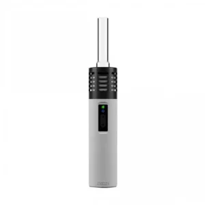 Promocje 420 180 Arizer Air SE – kompaktowy waporyzator do suszu z wymienną baterią i szklaną ścieżką pary, zaprezentowany w kolorze srebrnym na białym tle.