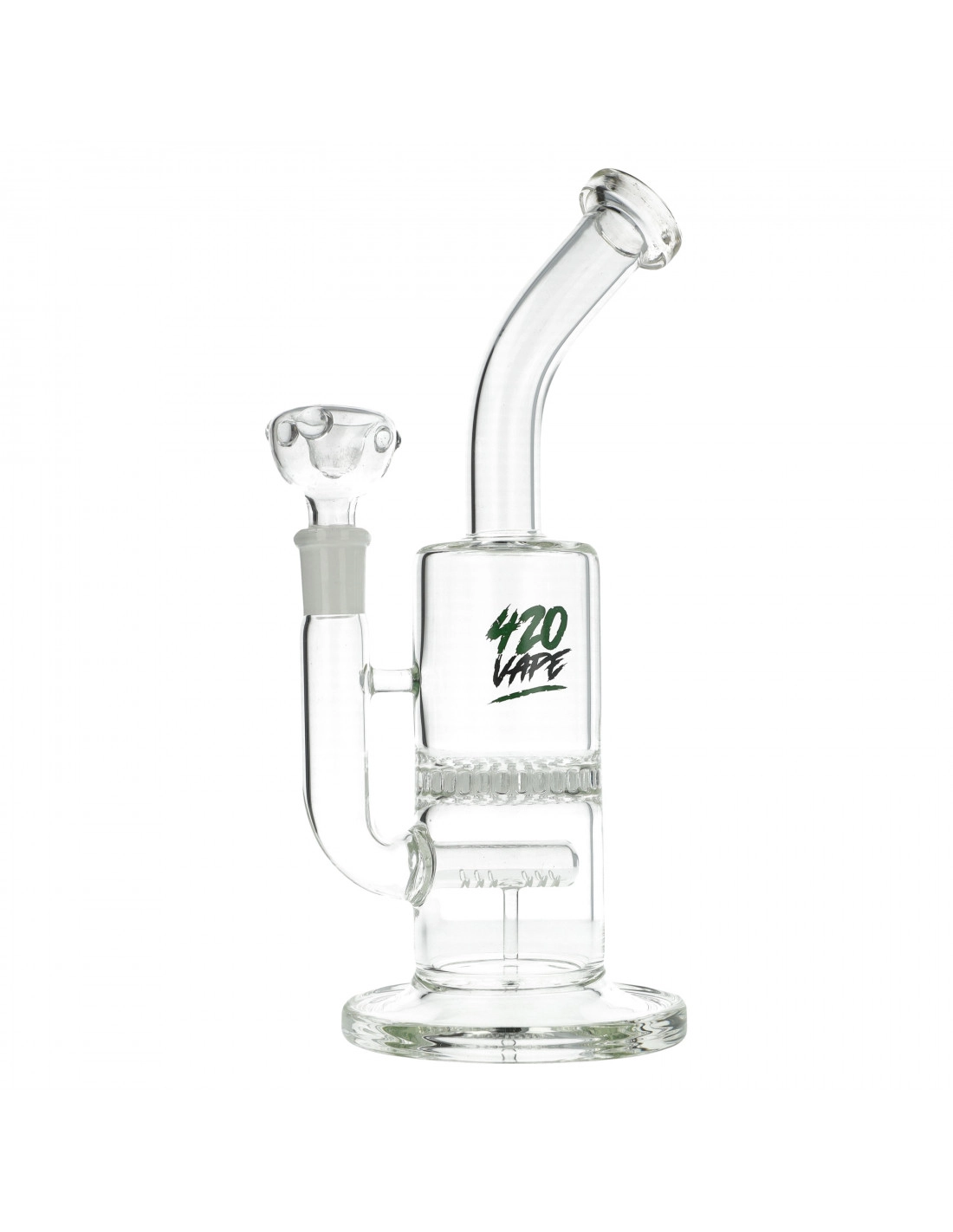 Fajka wodna 420VAPE Bazz Astral – idealne bongo do filtracji i waporyzacji 1 Fajka wodna 420VAPE Bazz Astral wykonana z przezroczystego borokrzemowego szkła, wyposażona w perkolator Honeycomb, stabilną okrągłą podstawę i szlif 14.5 mm. Kompaktowe bongo z logo 420VAPE, idealne do filtracji i podłączenia waporyzatora.