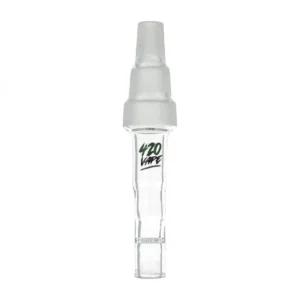Promocje 420 146 Szklany adapter do bonga 3w1 marki 420VAPE z logo, kompatybilny z waporyzatorem Fenix Mini. Pasuje do szlifu 10, 14 i 18 mm, wykonany z borokrzemowego szkła.