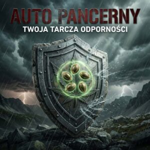 420Market.pl - Najlepsze waporyzatory i akcesoria dla palaczy 21 Zestaw nasion konopi AUTO Pancerny – 5 odpornych odmian autoflowering na tarczy rycerskiej symbolizującej wytrzymałość genetyczną, burzowe tło, 420 Outdoor Box 2026