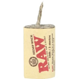 420Market.pl - Najlepsze waporyzatory i akcesoria dla palaczy 25 Knot konopny RAW Hemp Wick 300 cm postawiony pionowo z widoczną końcówką do odpalania