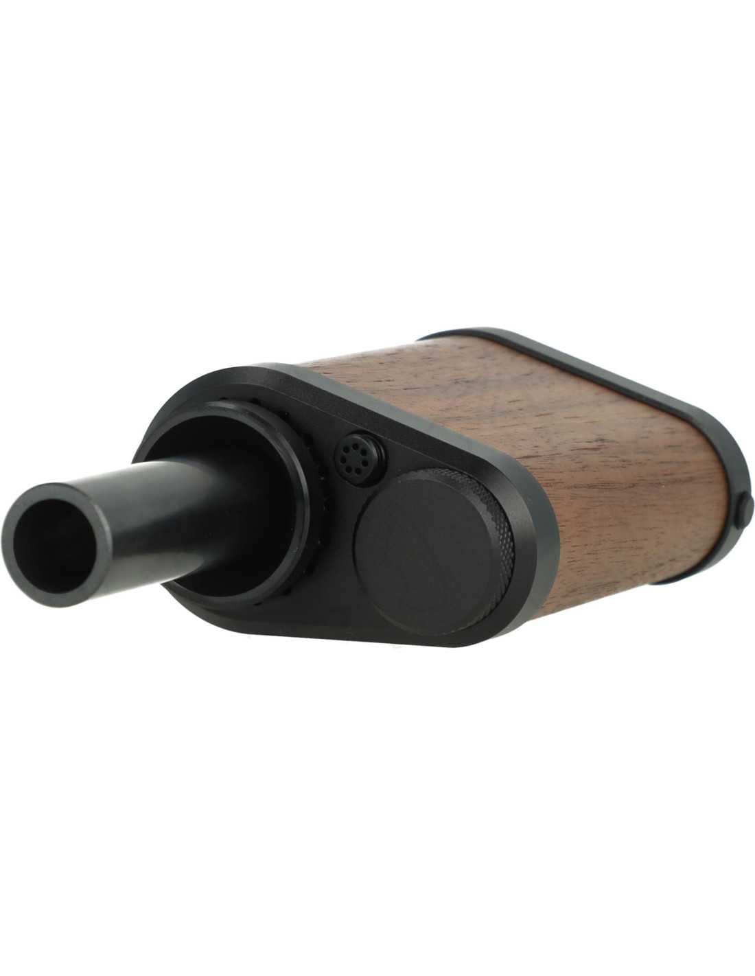 tinymight-2-black-walnut-waporyzator-konwekcyjny-do-suszu (5) Górna część waporyzatora Tinymight 2 Black Walnut z odkręcaną bez użycia narzędzi pokrywą wymiennej baterii oraz wylotem pary