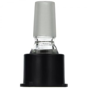 Adapter do bonga Venty: szklany element z matowym szlifem 14,5 mm osadzony w czarnej przejściówce z wypustkami