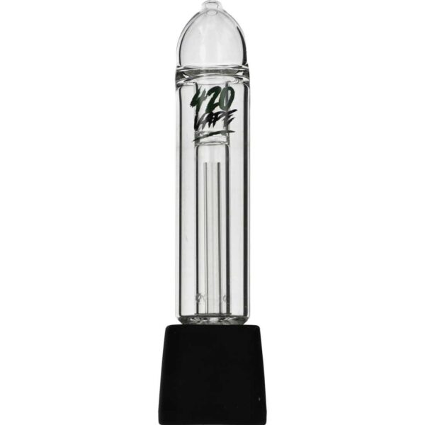 Bubbler XL do PAX Flow z wydłużoną komorą ze szkła borokrzemowego i zaokrąglonym ustnikiem, widok z przodu