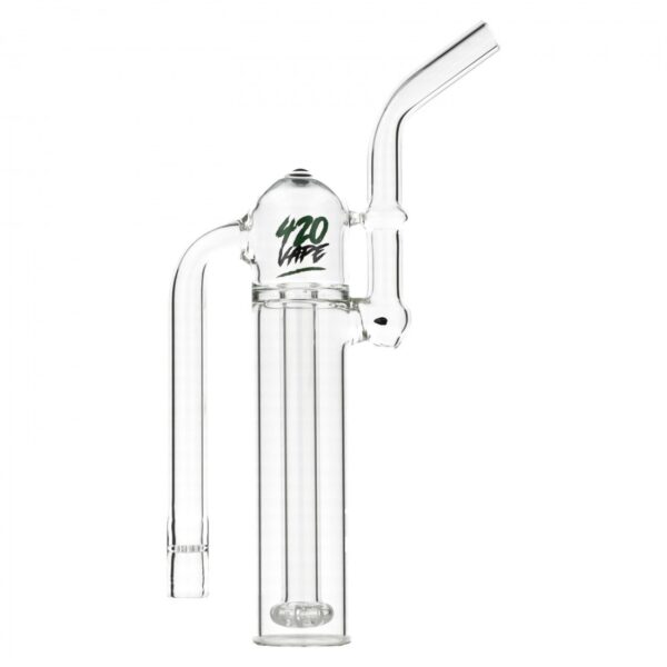Szklany bubbler XXL V2 z perkolatorem do Fenix Mini — komora z pionową rurką, kopuła z logo 420VAPE i wygięty ustnik