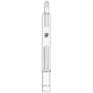 Bubbler zakrzywiony do TinyMight 2 widziany z przodu: długa szklana rura z dyfuzorem i logo 420VAPE