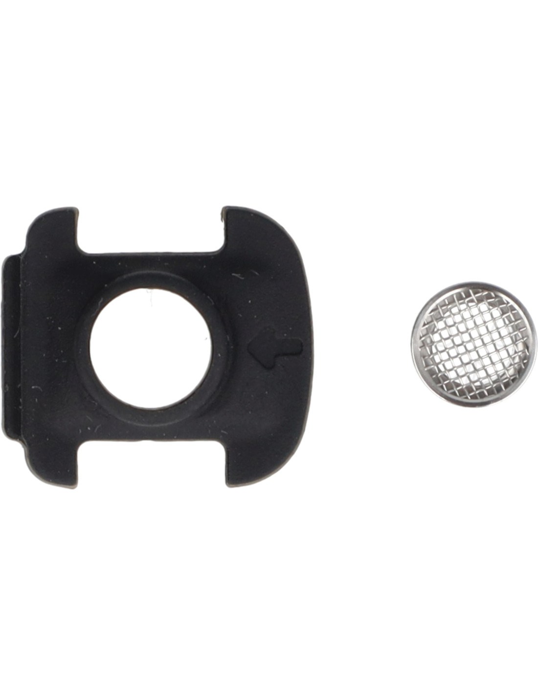 Uszczelka i sitko do ustnika X-Max V3 Pro i Pro+ – zestaw zamienny 2 Zestaw do ustnika X-Max V3 Pro rozłożony na części — uszczelka z okrągłym otworem i osobne sitko z siateczki