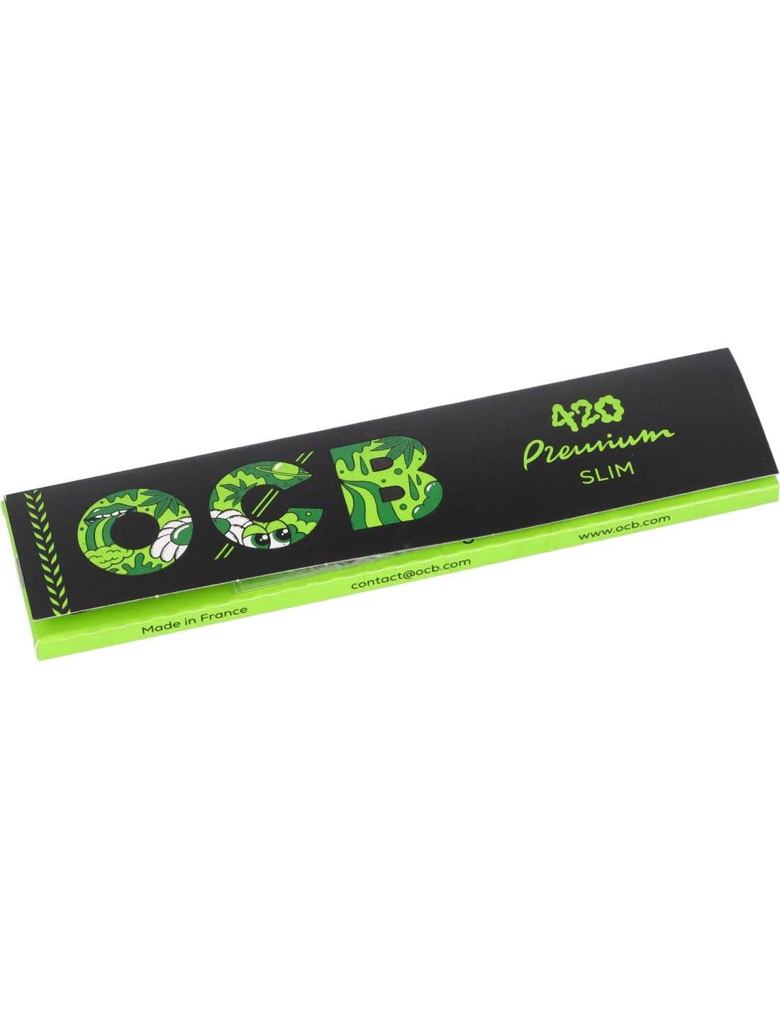 Bibułki OCB Premium King Size Slim 420 Special – edycja limitowana 1 Książeczka bibułek OCB Premium King Size Slim 420 Special – czarna okładka z zielonym logo